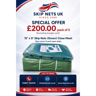 5 x Skip Nets 15`x 9` Close Mesh 